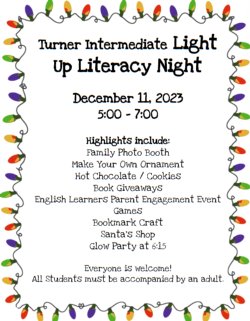 Light Up Literacy Night Flyer for Turner